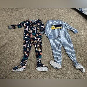 Carter's Blue Striped and Animal Print Footies size 3t